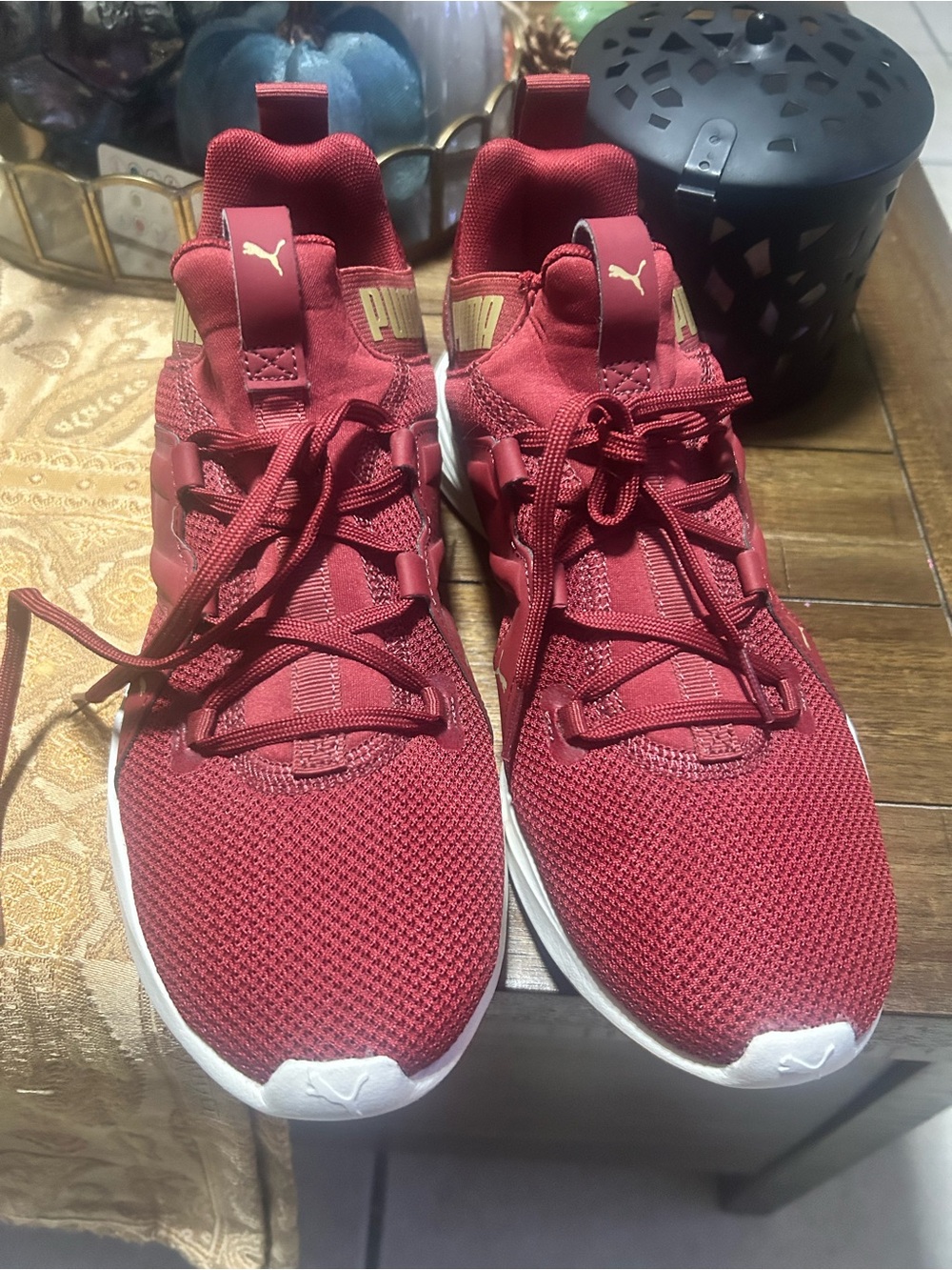 PUMA SoftFoam+ Burgundy Red Gold Sneakers Size 9.5